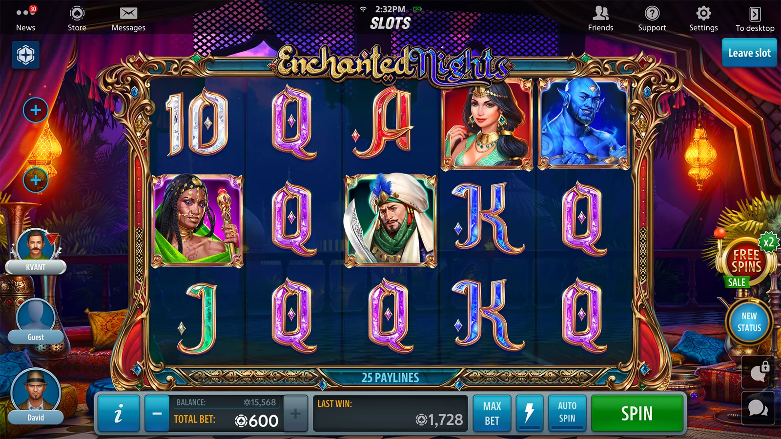 Tampilan ilustratif permainan slot dengan reel dan simbol berwarna